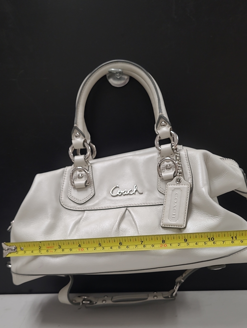 Vintage Coach Silver and Cream Satchel Handbag Y2k TRENDING - Picture 3 of 9